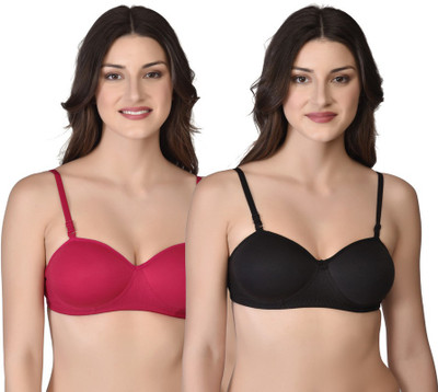 Narsingha Dreams Women Balconette Lightly Padded Bra(Pink, Black)