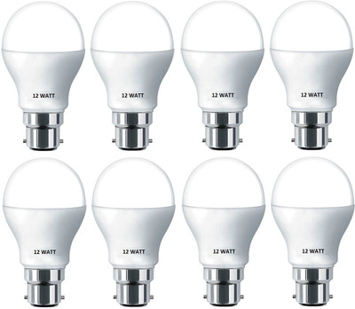 Brightstar 12 W Basic Round B22 LED Bulb(White, Pack of 8)