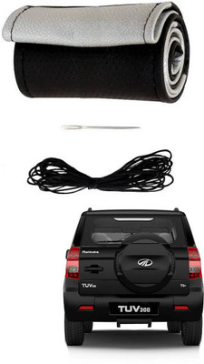 AYW Hand Stiched Steering Cover For Mahindra TUV 300(Black, Silver, Leather)