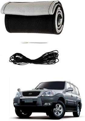 AYW Hand Stiched Steering Cover For Hyundai Terracan(Black, Silver, Leather)