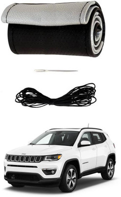 AYW Hand Stiched Steering Cover For Honda Jazz(Black, Silver, Leather)