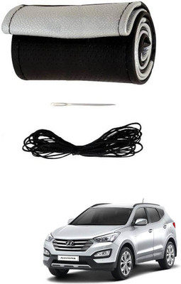 AYW Hand Stiched Steering Cover For Hyundai SantaFe(Black, Silver, Leather)