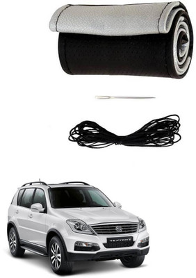AYW Hand Stiched Steering Cover For SsangYong SsangYong Rexton(Black, Silver, Leather)