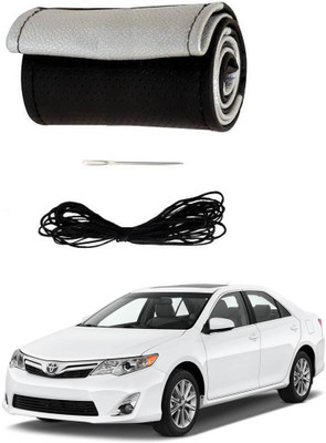 AYW Hand Stiched Steering Cover For Toyota Camry(Black, Silver, Leather)