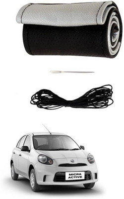 AYW Hand Stiched Steering Cover For Maruti 800(Black, Silver, Leather)