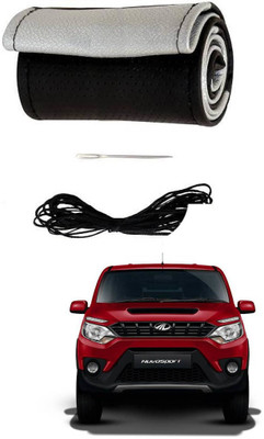 AYW Hand Stiched Steering Cover For Mahindra Universal For Car(Black, Silver, Leather)