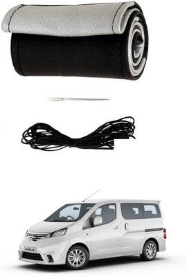 AYW Hand Stiched Steering Cover For Nissan Evalia(Black, Silver, Leather)