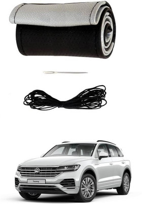 AYW Hand Stiched Steering Cover For Volkswagen Touareg(Black, Silver, Leather)