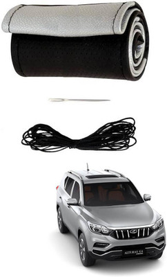 AYW Hand Stiched Steering Cover For Mahindra Universal For Car(Black, Silver, Leather)