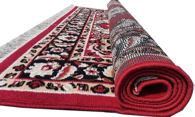 BhCarpet Red Silk Carpet(5 ft,  X 7 ft, Rectangle)