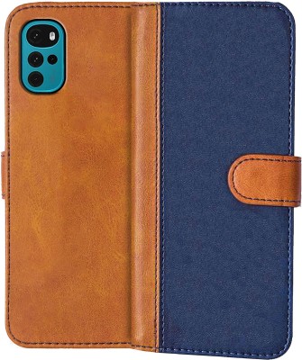 Knotyy Flip Cover for Moto g22, MOTOROLA G22(Blue, Brown, Dual Protection, Pack of: 1)