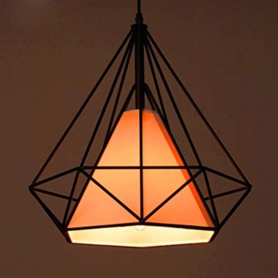 Sinoman Diamond Cage Base E27 Hanging Pendant Ceiling Lamp with Orange PVC Shade Pendants Ceiling Lamp(Orange)