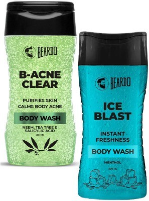 BEARDO Ice Blast Body wash & B-Acne Clear Body Wash 200 ml Each | Skin Purification