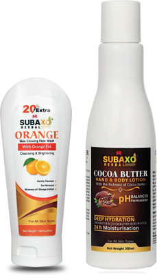 Subaxo Herbal Orange Face Wash 120 ml And Herbal Cocoa Butter Body Lotion 200 ml(2 Items in the set)