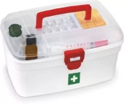 A J ENTERPRISE Medical Box Plastic First Aid Kit (White) First Aid Kit(Workplace, Home, Vehicle)