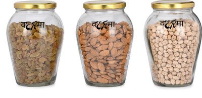 Verma Glass Utility Container  - 1000 ml(Pack of 3, Clear)