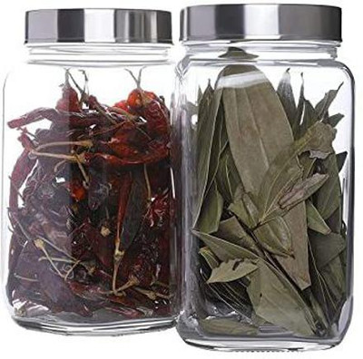 Adhunyk Glass Tea Coffee & Sugar Container  - 1800 ml(Pack of 2, Clear)