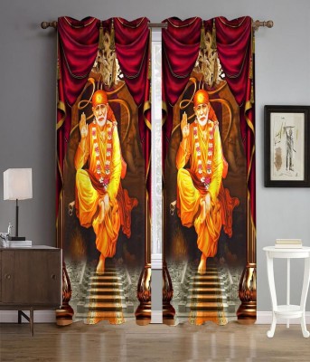 Koli Trading 214 cm (7 ft) Polyester Semi Transparent Door Curtain (Pack Of 2)(Printed, Multicolor)