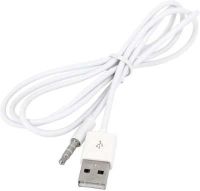 ASTOUND AUX Cable 1 m Copper Braiding 3.5mm Male AUX Audio Video Jack Cable to USB 2.0 Adapter Cord(Compatible with Camera, Computer, Gaming Console, MP3 Player, Mobile, Smart Watch, TV, Tablet, White, One Cable)