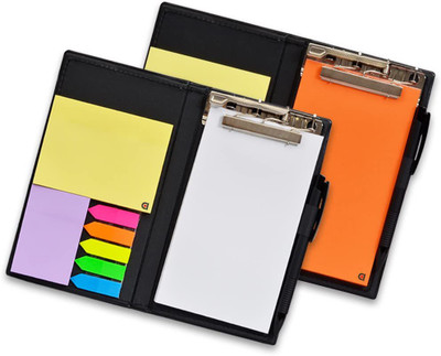 Flipkart SmartBuy Notepad Memo Holder Desk Organizer with sticky Notes Gift Set with Pen Pocket-size Memo Pad UN RULED 50 Pages(NEON ORANGE, White, Pack of 2)