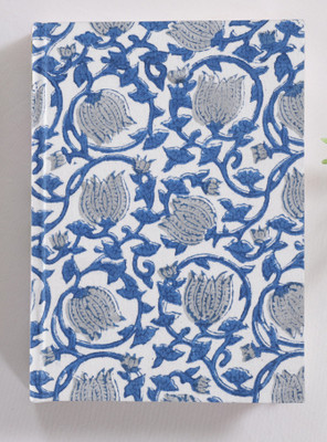 Ravaiyaa - Attitude Is Everything Hand Block Printed Notebook Book-size Notebook Unruled 52 Pages(White Grey Lotus)