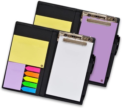 Flipkart SmartBuy Notepad Memo Holder Desk Organizer with sticky Notes Gift Set with Pen Pocket-size Memo Pad UN RULED 50 Pages(LAVENDER, White, Pack of 2)