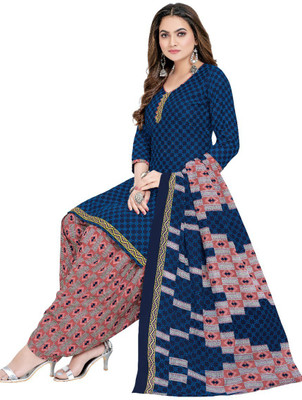 SHREE JEENMATA COLLECTION Cotton Blend Printed Kurta & Patiyala Material