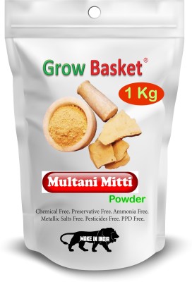 Grow Basket 1 Kg Natural Multani Mitti powder for Face Pack | Fuller's Earth, Bentonite Clay(1000 g)