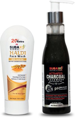 Subaxo Herbal Haldi face Wash 120 ml And Herbal Activated Charcoal  200 ml Face Wash(320 ml)