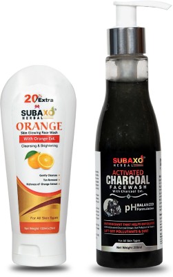 Subaxo Herbal Orange  120 ml And Herbal Activated Charcoal  200 ml Face Wash(320 ml)