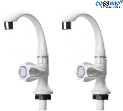 COSVIT Pvc Plastic Swan Neck Tap with Foam Flow for Wash Basin Tap (Pack of 2) Bib Tap Faucet(Wall Concealed Installation Type)