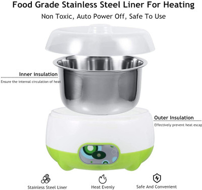 DN BROTHERS Yogurt Maker Machine, Stainless Steel Inner Container Electric Yogurt Maker 03 220 W Food Processor(White, Green)
