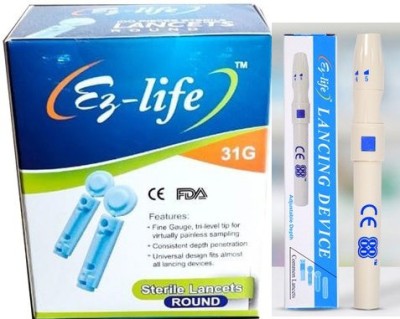 EZ Life Round Lancets 31G With Lancing Device - (Pack of 100) Glucometer Lancets(100)