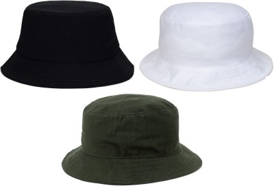 ZACHARIAS Bucket Fishermen Beach Cap Hat(Black, White, Green, Pack of 3)