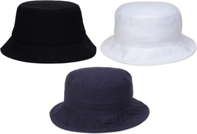 ZACHARIAS Bucket Fishermen Beach Cap Hat(Black, White, Navy, Pack of 3)