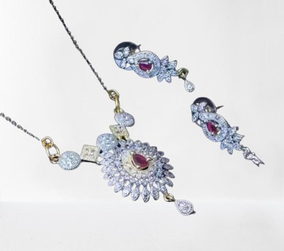 Krishana Creation Alloy Sterling Silver White Jewellery Set(Pack of 1)