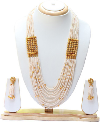 Swarajshop Copper Gold-plated White Jewellery Set(Pack of 1)