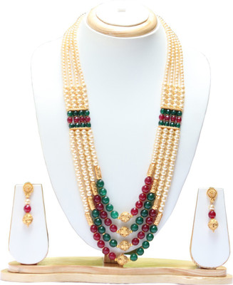 Ethnicking Copper Gold-plated Green, Maroon Jewellery Set(Pack of 1)
