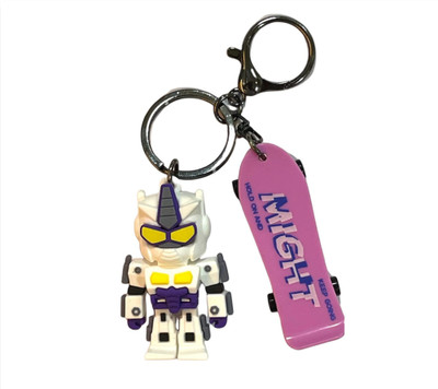 Augen Trans-Former Skateboard Charm White Key Chain