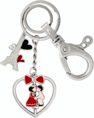 KYP Fashion Rotating Couple Heart Shape Pendant Stylish Design Eiffel Tower Keyring Key Chain