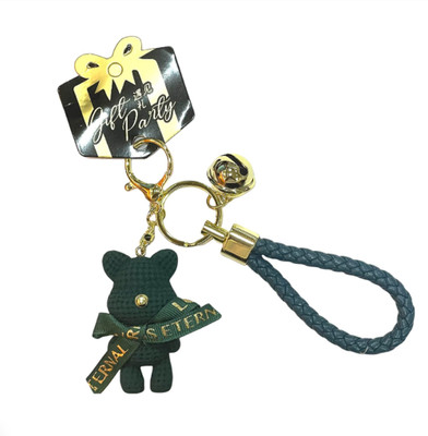 Augen Creative Cartoon Textured Cute Teddy Bear Green Key Chain