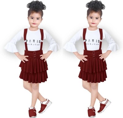 SM MUNIF DRESSES Girls Party(Festive) Top Skirt(Maroon)