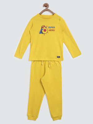 abof By Aditya Birla Boys Casual T-shirt Track Pants(Yellow)