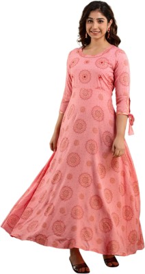 WOMENISHKURTI Anarkali Gown(Pink)