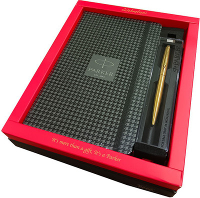 PARKER GALAXY GOLD BALLPOINT PEN WITH A5 HOUNDSTOOTH PRINT NOTEBOOK Ball Pen(Ink Color - Blue)