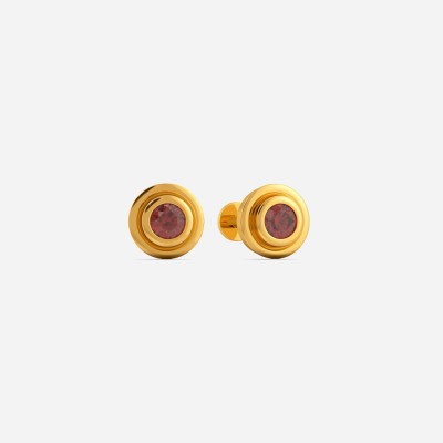 Melorra Colour Me Garnet Gemstone Earrings Yellow Gold 18kt Garnet Stud Earring