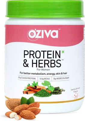 OZiva Protein & Herbs,Women, with Ayurvedic Herbs, for Better Metabolism, Vanilla Almond Whey Protein(500 g, Vanilla Almond)
