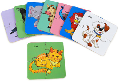 DgCrayons Wooden 4 pcs Animals & Birds Interlocking Jigsaw Puzzle with 8 Picture for Kids(32 Pieces)