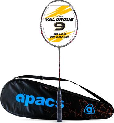 apacs Valorous 9 (Full Graphite, 35 LBS) Grey Unstrung Badminton Racquet