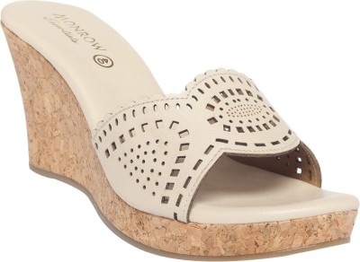 MONROW Women Wedges(Beige , 7)